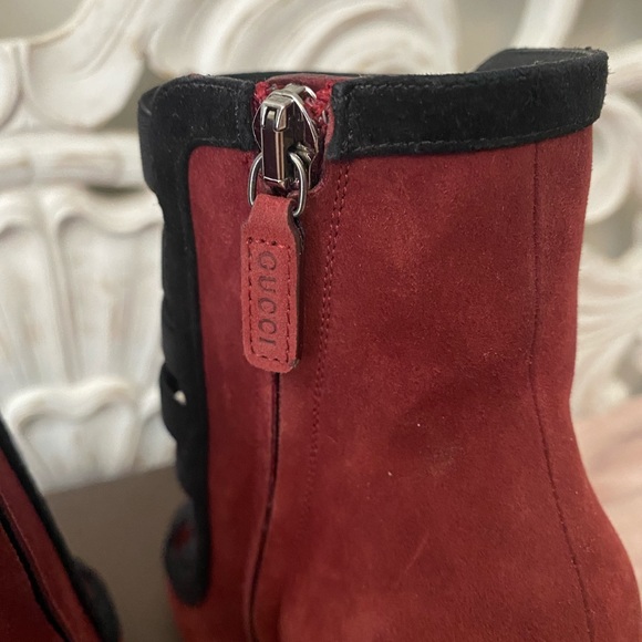 Gucci suede colorblock bootie heel sandals 37 - Picture 9 of 11